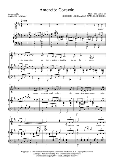 Amorcito Corazon (arr. Gabriel Lawson)