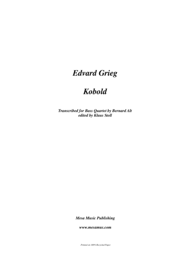 Bernard Alt,  Kobold,  edited by Klaus Stoll (arr. Klaus Stoll)