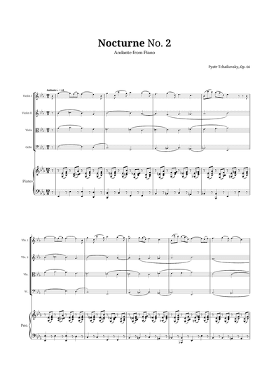 Nocturne by Chopin for String Quartet and Piano (arr. Langanho)