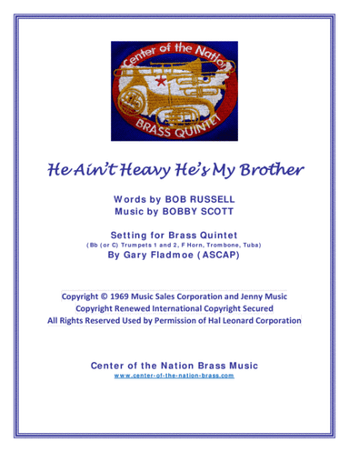 He Ain't Heavy, He's My Brother (arr. Gary Fladmoe (ASCAP))