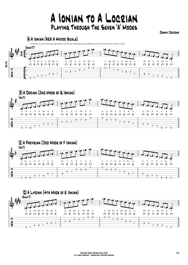 A Ionian to A Locrian (Playing Through the Seven 'A' Modes)