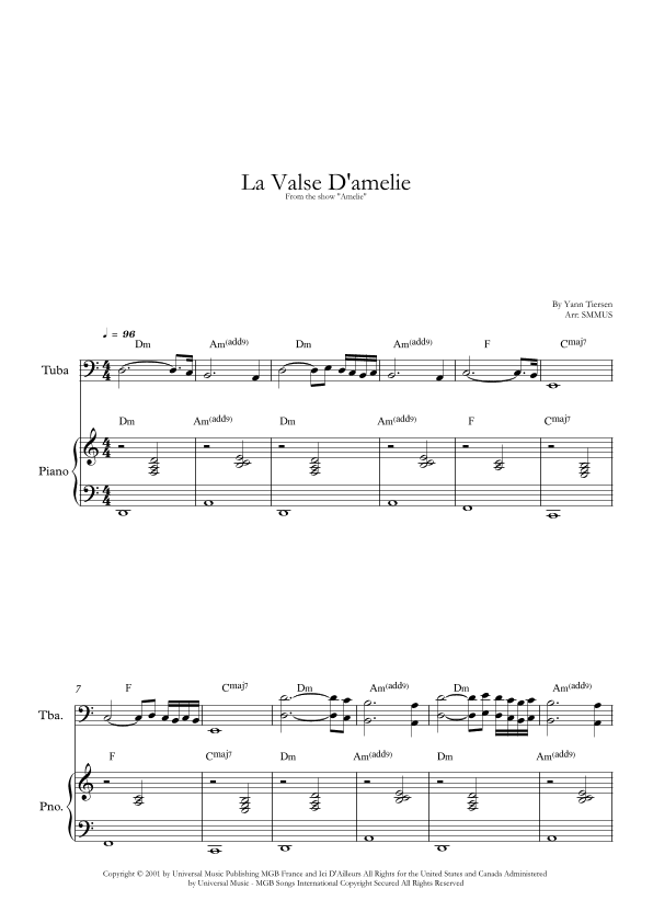 La Valse D'amelie (arr. SMMUS)