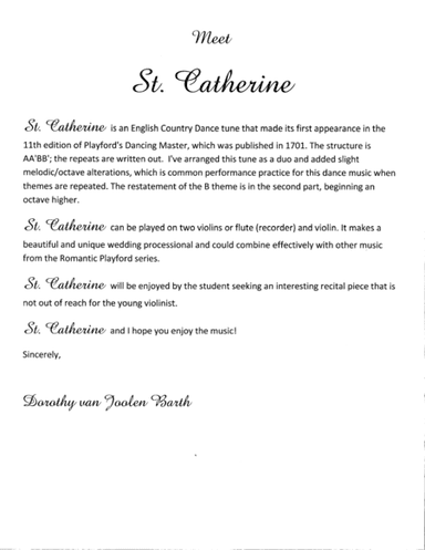 Romantic Playford: St. Catherine (arr. Dorothy van Joolen Barth)