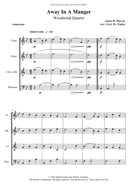Away In A Manger (1st. version) (arr. Gert Th. Walter)