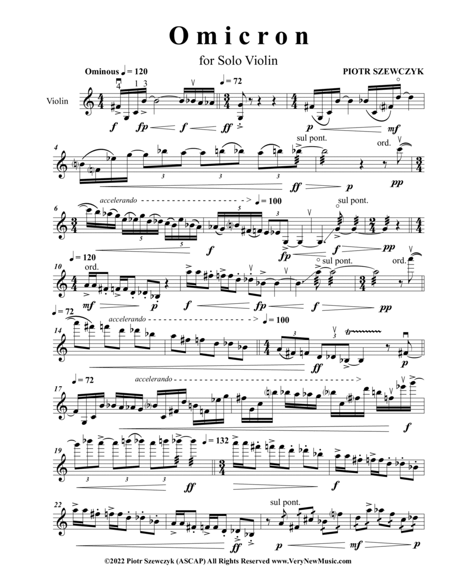 Omicron for Solo Violin