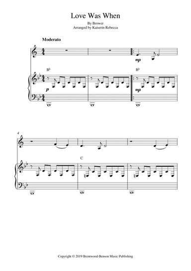 Love Was When (arr. Kaiserin Rebecca)