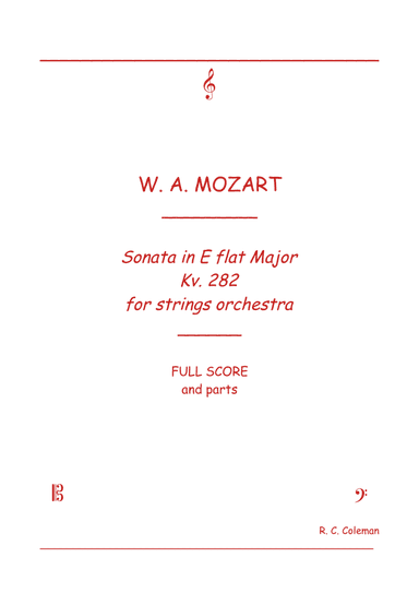 Mozart Sonata kv. 282 for String orchestra (arr. R. C. Coleman)