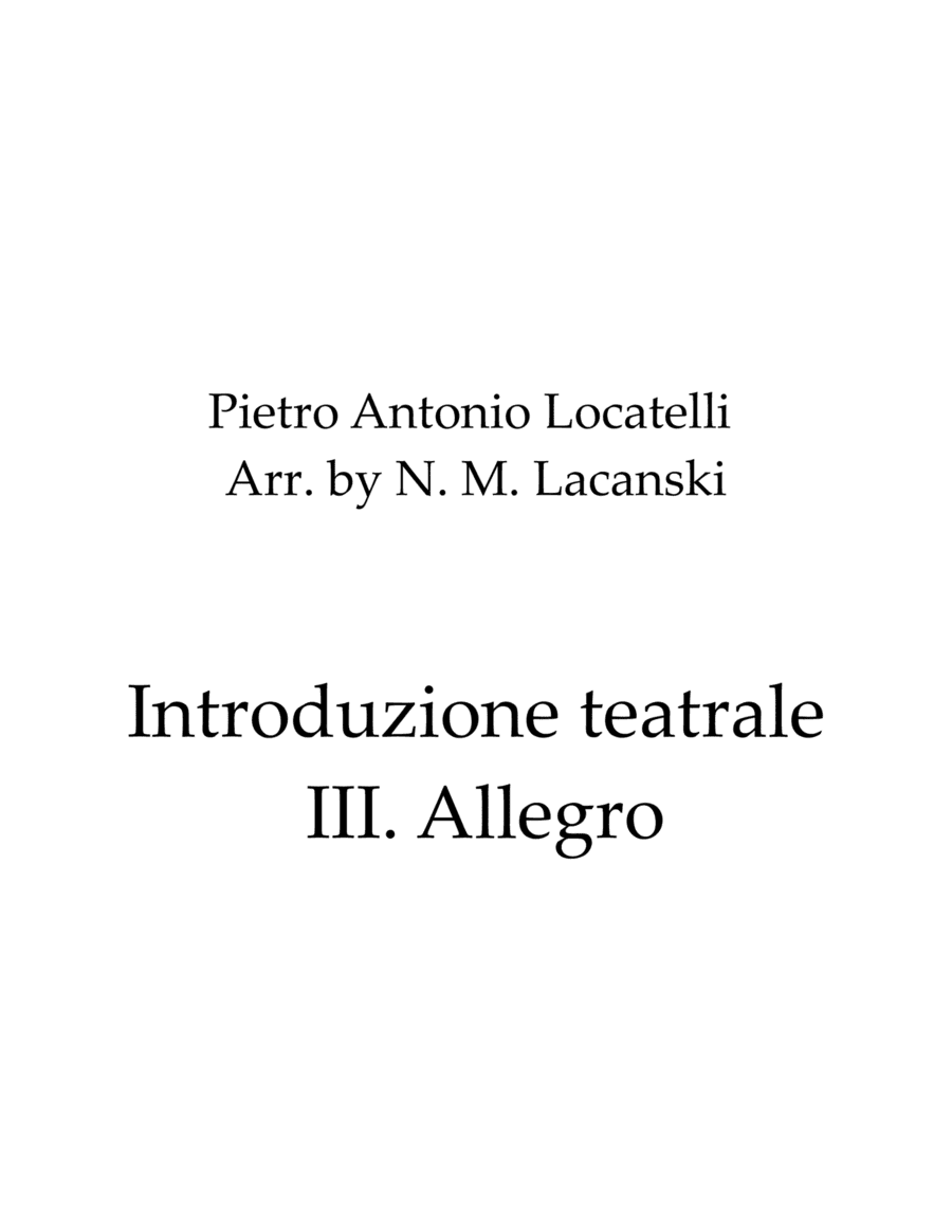 Introduzione teatrale III. Allegro (arr. Nick Lacanski)