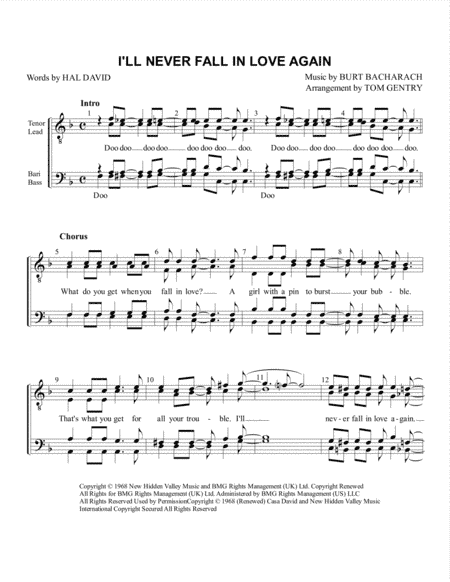 I'll Never Fall In Love Again (arr. Tom Gentry)