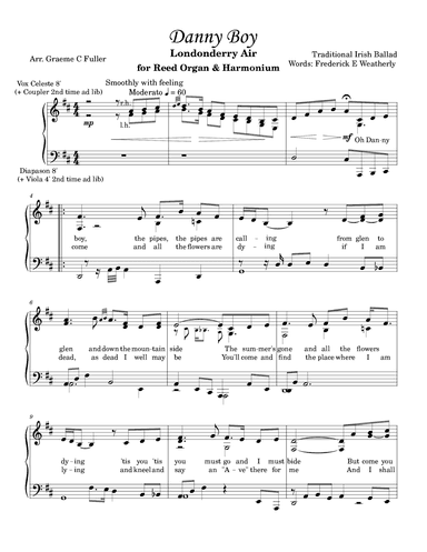 Danny Boy (Londonderry Air) for Reed Organ (arr. Graeme C Fuller)