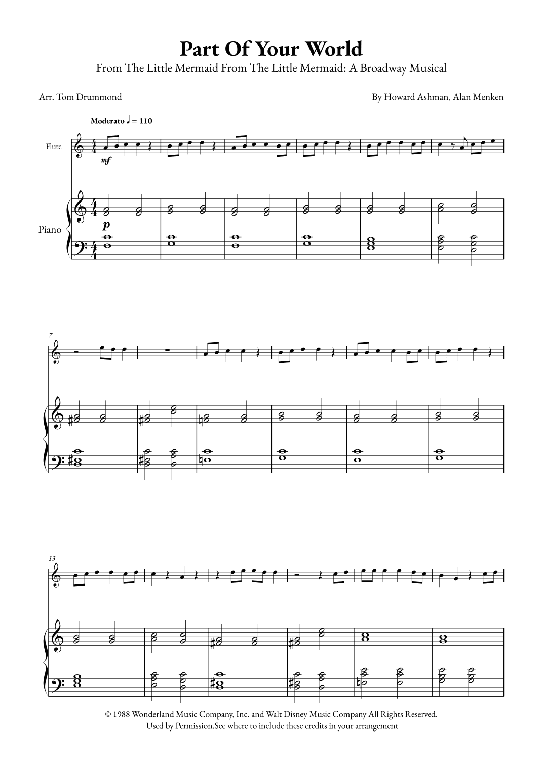 Part Of Your World (arr. Tom Drummond)