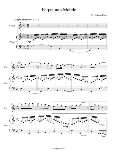Perpetuum Mobile - Duet for Violin and Piano. Original composition by Graham Dickson-Place