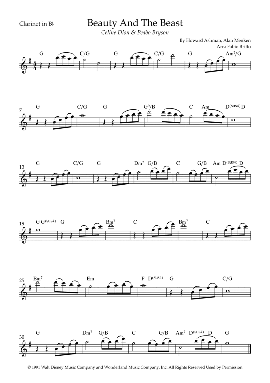 Beauty And The Beast (arr. Fernando Britto)