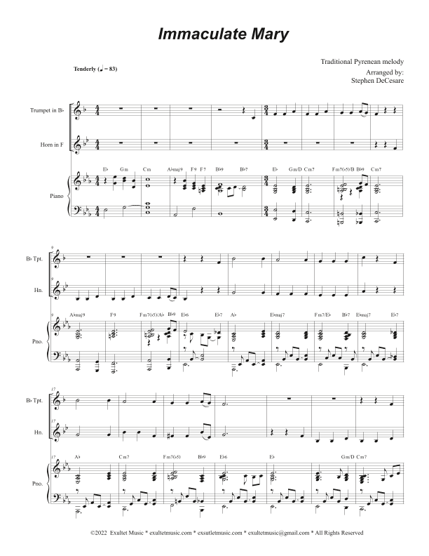 Immaculate Mary (Duet for Bb-Trumpet and French Horn) (arr. Stephen DeCesare)