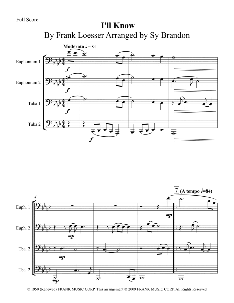 I'll Know (arr. Sy Brandon)
