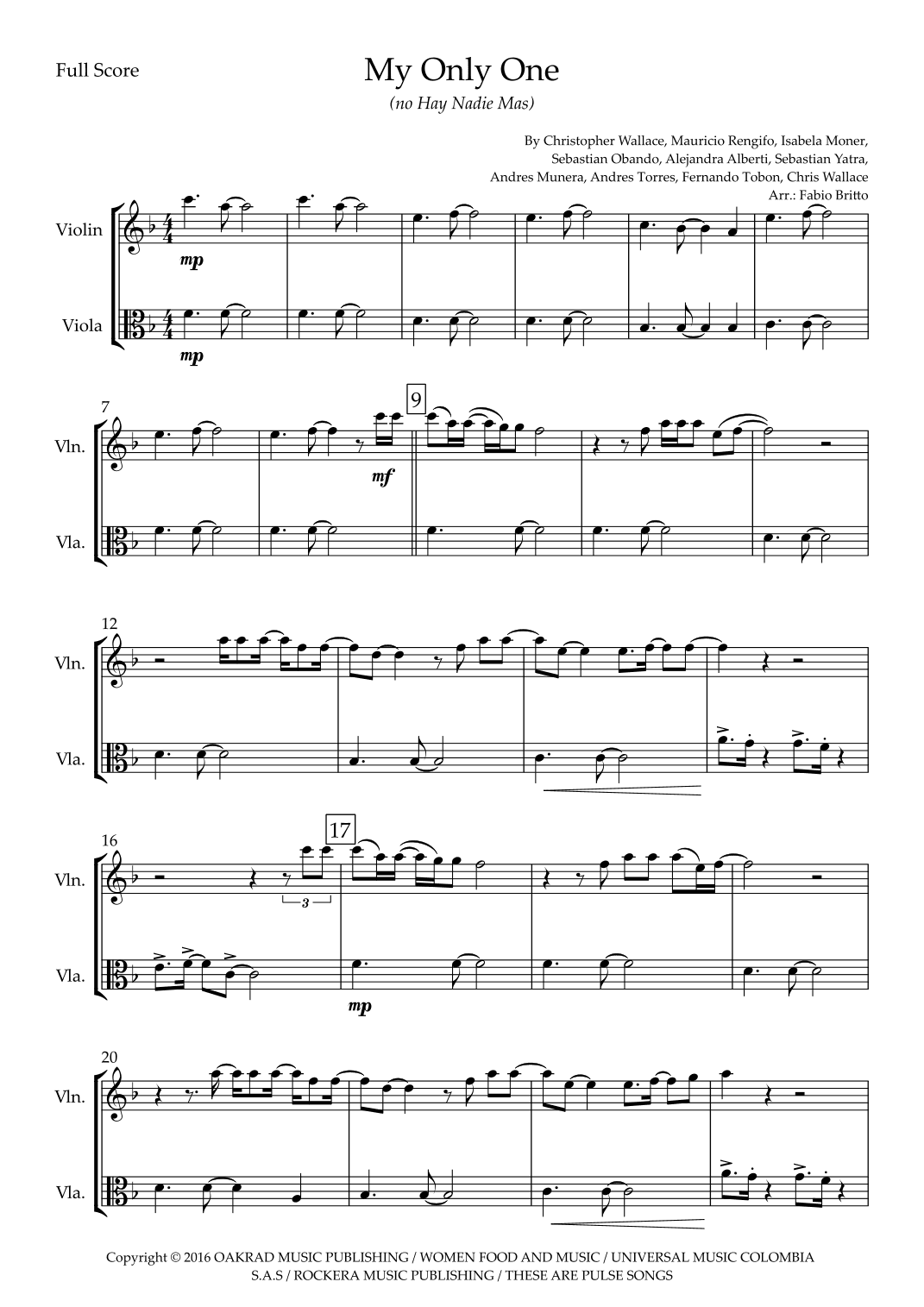 My Only One (no Hay Nadie Mas) (arr. Ottirb Sage)