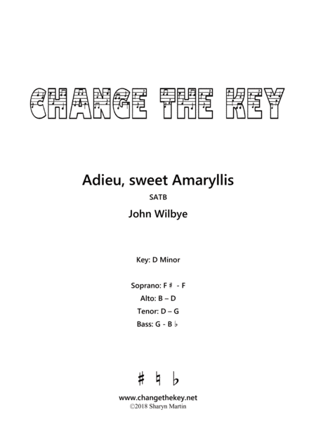 Adieu, sweet Amaryllis - D Minor (arr. Change the Key)