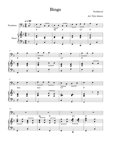 Bingo (Trombone and Piano) (arr. Tyler Adams)
