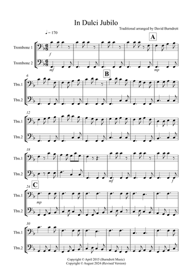 In Dulci Jubilo for Trombone Duet (arr. David Burndrett)
