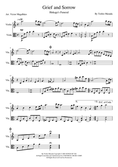 Grief And Sorrow (arr. Victor Magalhães)