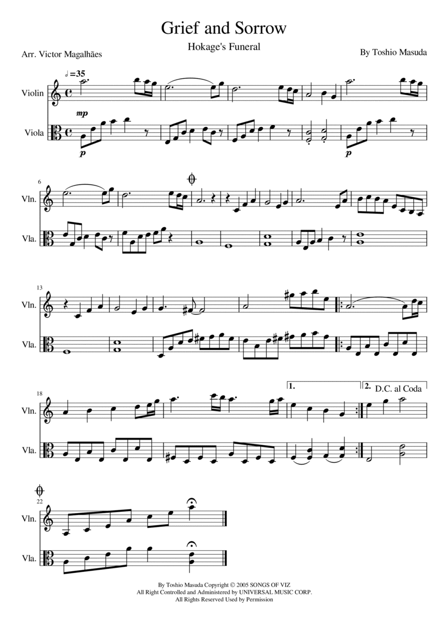 Grief And Sorrow (arr. Victor Magalhães)