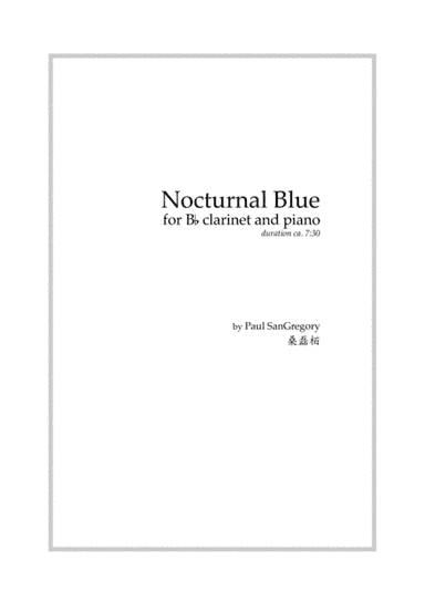 Nocturnal Blue, for clarinet and piano