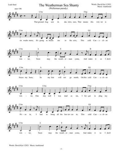 The Weatherman Sea Shanty (Wellerman parody) (arr. David Kai)