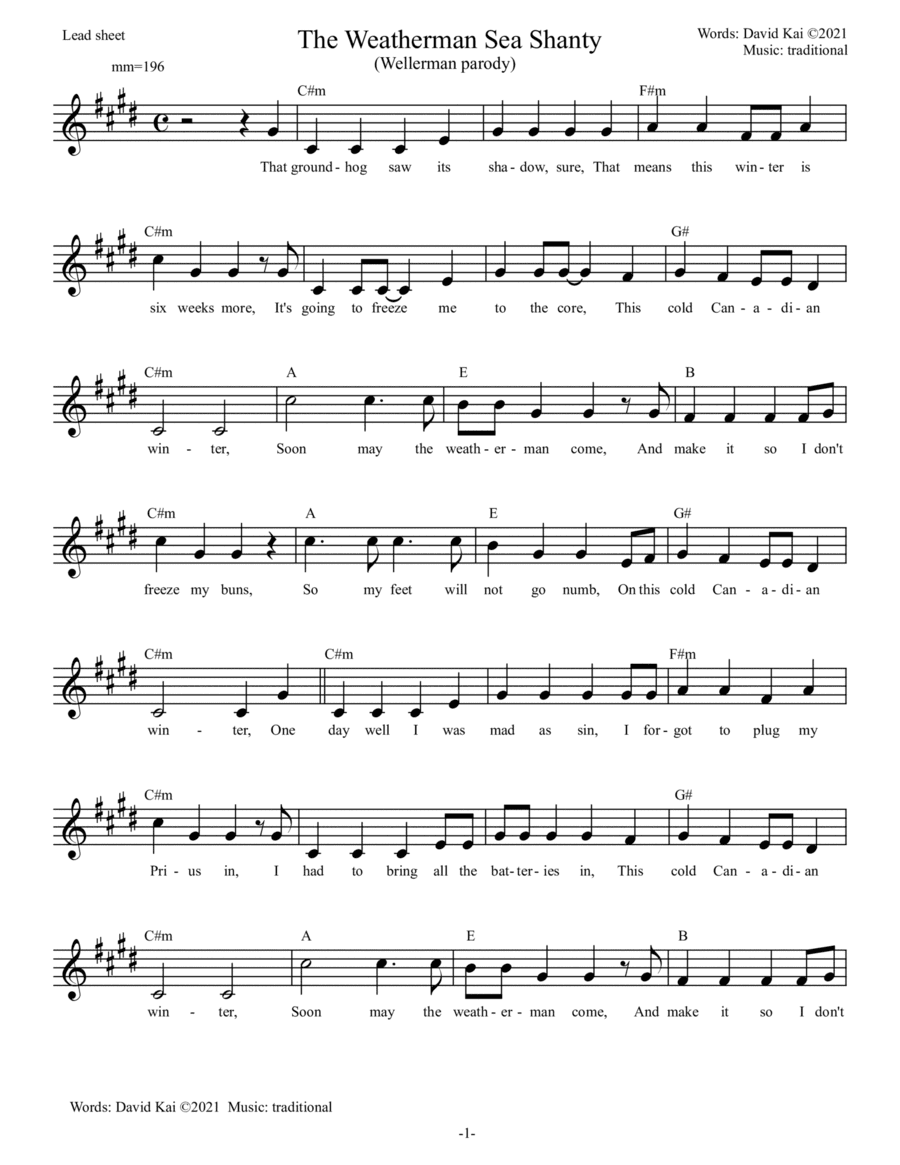 The Weatherman Sea Shanty (Wellerman parody) (arr. David Kai)