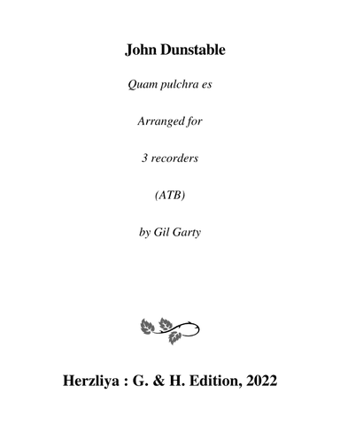 Quam pulchra es (arrangement for 3 recorders (SAT)) (arr. Gil Garty)