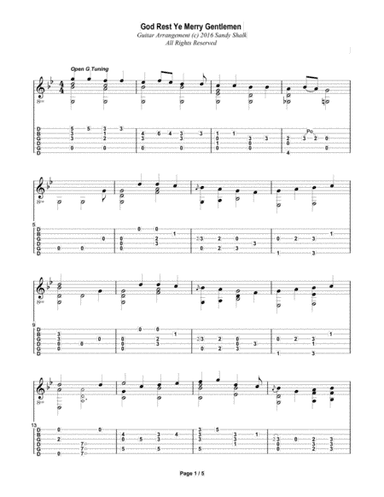 God Rest Ye Merry Gentlemen (OPEN G Fingerstyle Guitar) (arr. Sandy Shalk)