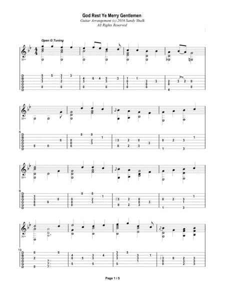 God Rest Ye Merry Gentlemen (OPEN G Fingerstyle Guitar) (arr. Sandy Shalk)