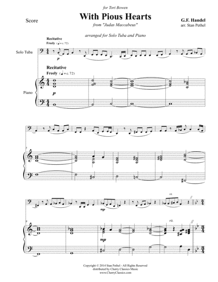 With Pious Hearts Aria from Judas Maccabeus for Tuba and Piano (arr. Stan Pethel)