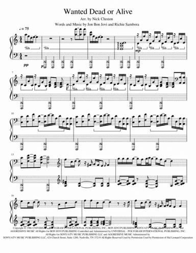 Wanted Dead Or Alive (arr. Nick Cluxton)