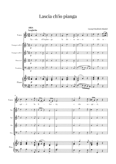 Haendel - Lascia ch’io pianga (for Soprano, Brass Quartet and Piano) (arr. Cadenza Editions)