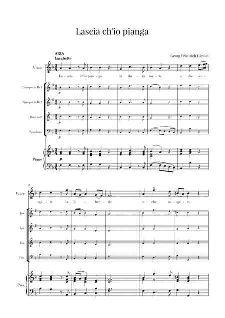 Haendel - Lascia ch’io pianga (for Soprano, Brass Quartet and Piano) (arr. Cadenza Editions)