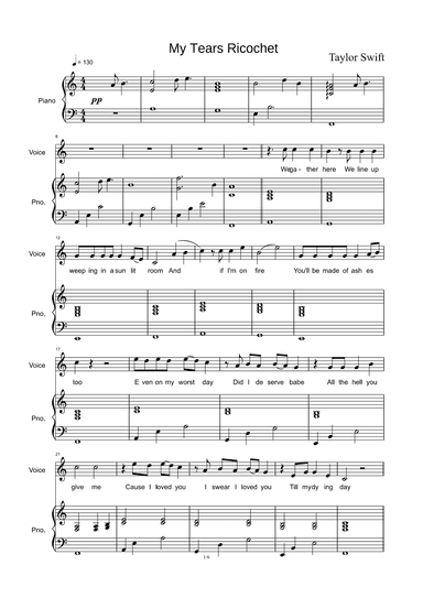 My Tears Ricochet (arr. Taylor Swift)