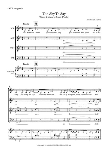 Too Shy To Say (arr. Réjean Marois)