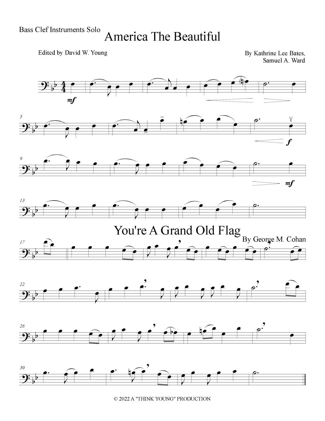 Six Solo Patriotic Selections For Bass Clef Instruments (arr. David W. Young)