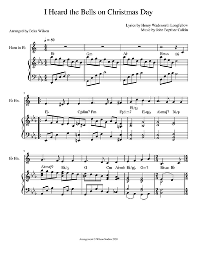 I Heard the Bells on Christmas Day--solo for E Flat Horn (arr. Beka Wilson)