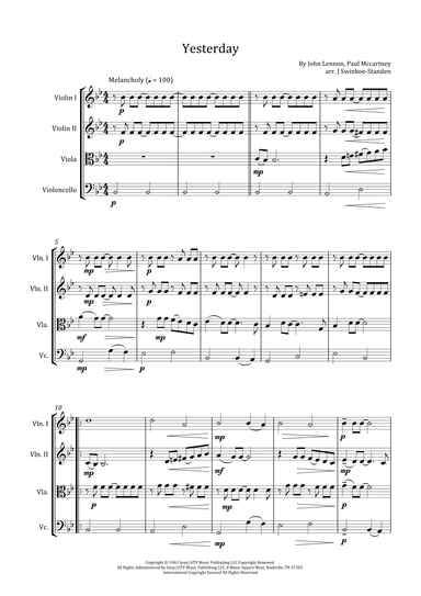 Yesterday (arr. J Swinhoe-Standen)