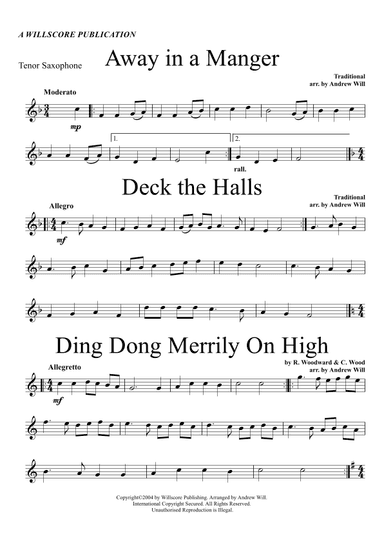 Christmas Carol Selections - Tenor Saxophone (arr. Willscore Publishing)