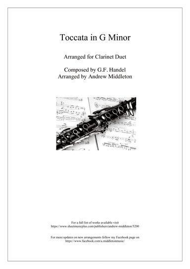 Toccata in G Minor arranged for Clarinet Duet (arr. Andrew Middleton)