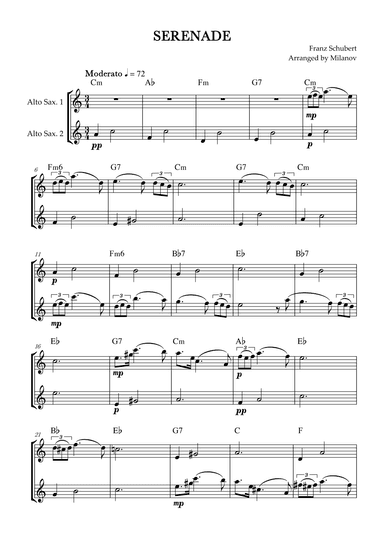 Serenade | Schubert | Alto sax duet | Chords (arr. Milanov)