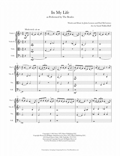 In My Life (arr. Sarah Wallin Huff)
