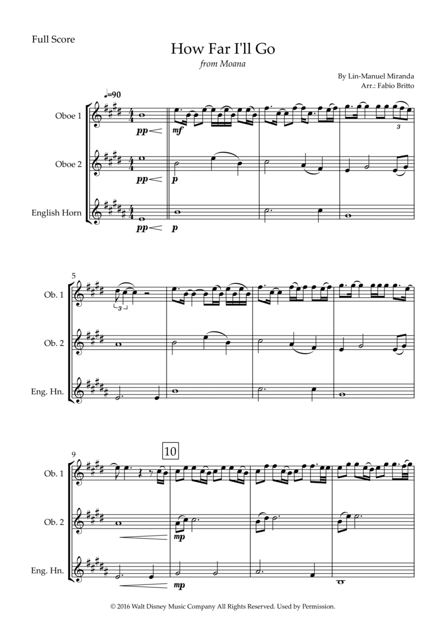 How Far I'll Go (arr. Fabio Britto)