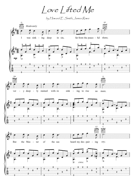 Love Lifted Me guitar fingerstyle (arr. PianoSheetNow)