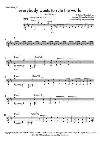 Everybody Wants To Rule The World (arr. Andrea La Rose)