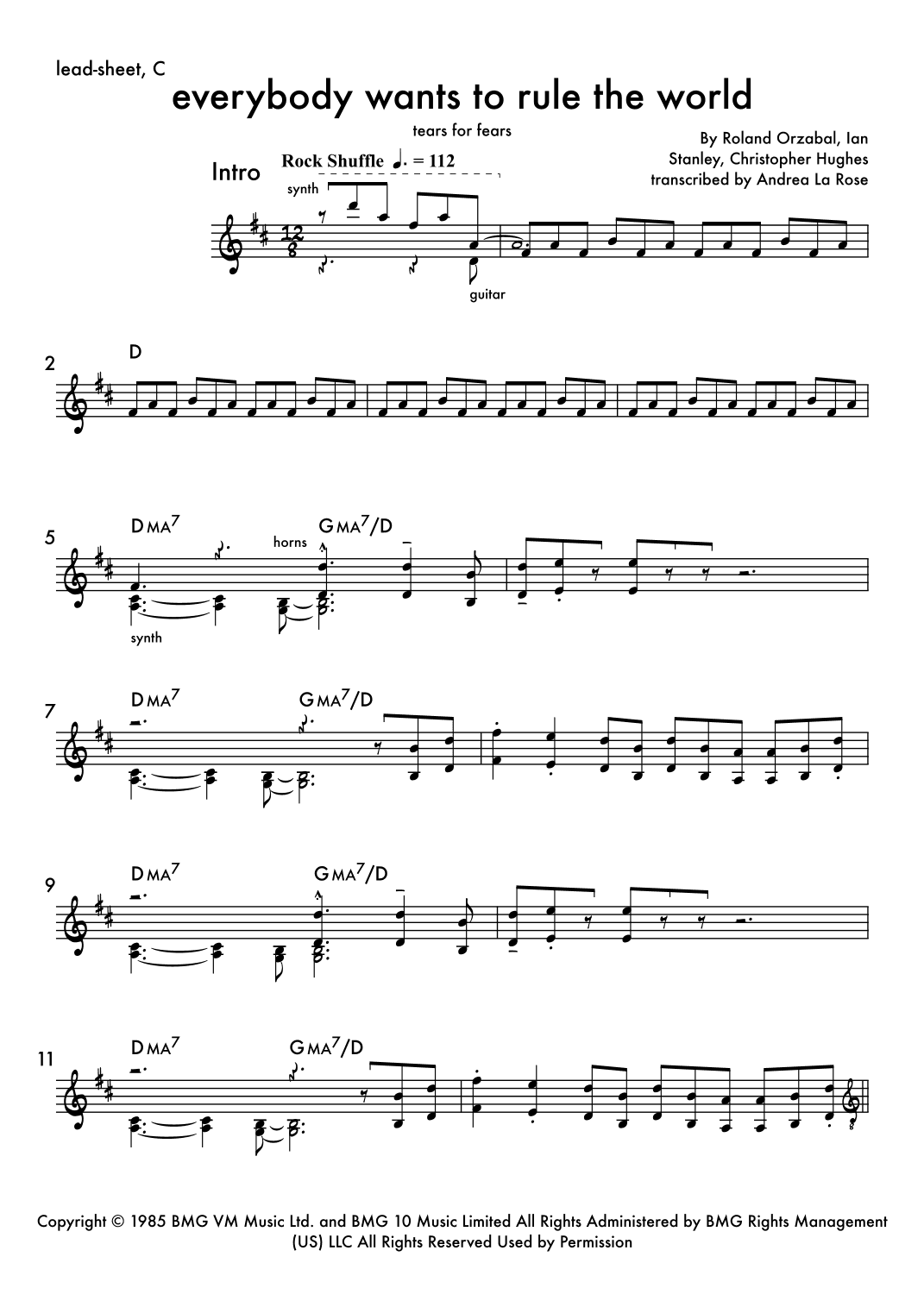 Everybody Wants To Rule The World (arr. Andrea La Rose)