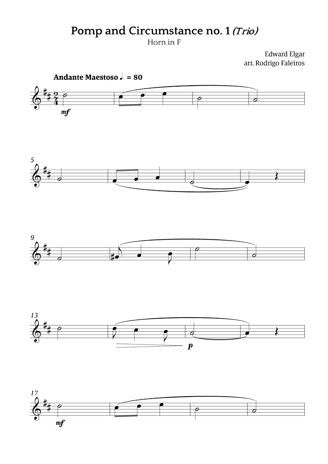 Pomp and Circumstance no. 1 (Trio) (arr. Rodrigo Faleiros)