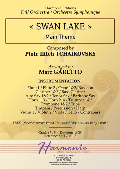 Swan Lake - Le Lac des Cygnes - Scene - Piotr Ilitch Tchaïkovski // Full Orchestra (arr. Marc GARETTO)